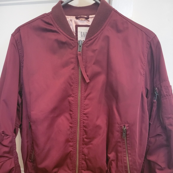 Gap burgundy bomber coat - Picture 2 of 5